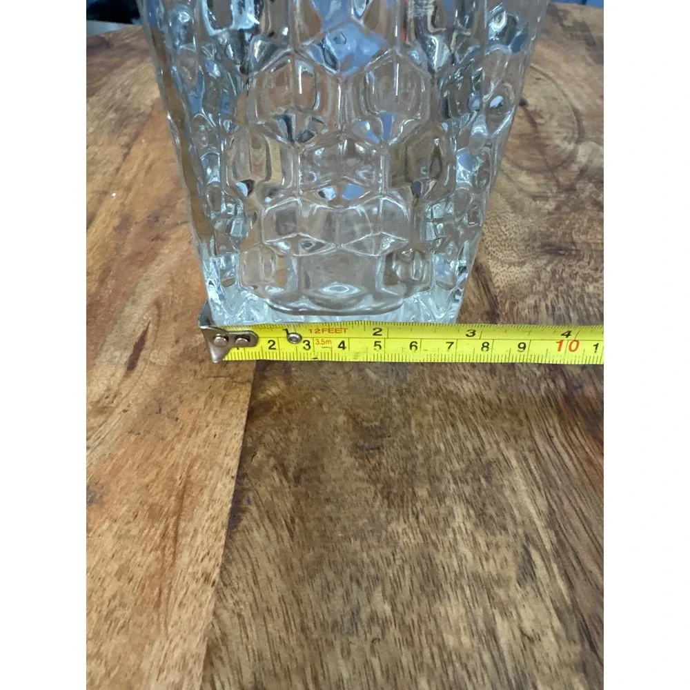 Fostoria Whiskey Decanter Honeycomb Pattern Square Bottle with Stopper